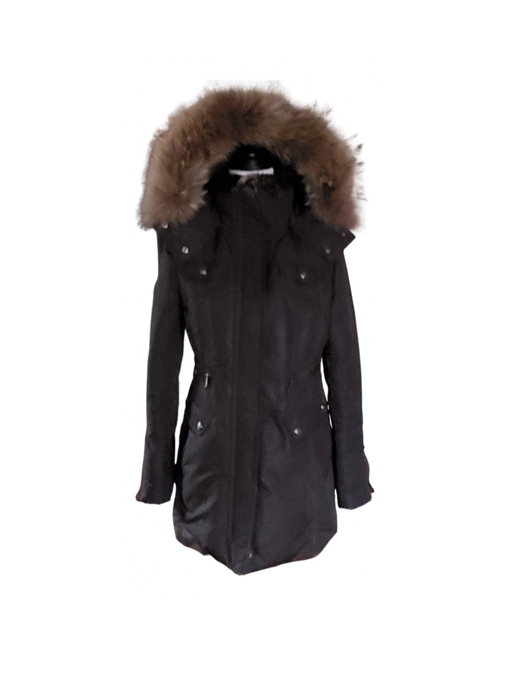 Andrew Marc military green Ski Parka with Fur Trim Hood